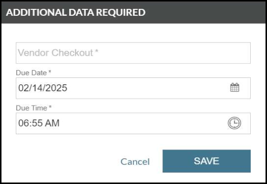 Additional Data Required screenshot