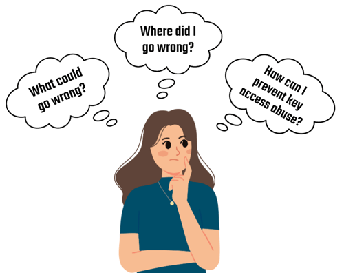 Graphic of woman reflecting on key control mistakes