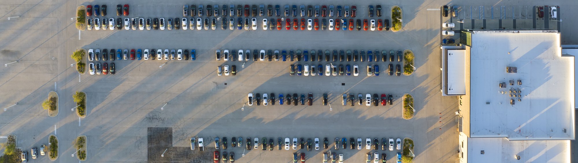 Overhead view of dealership lot