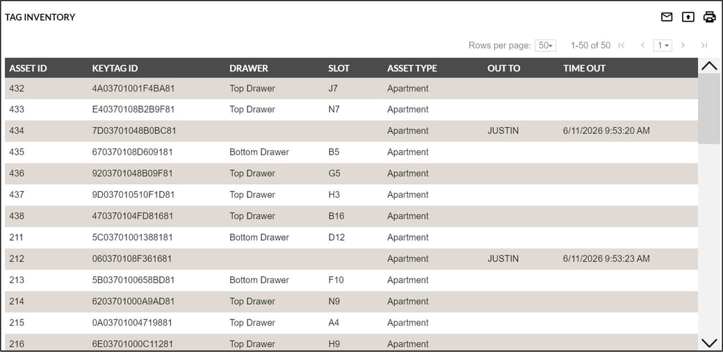 Screenshot of Tag Inventory report