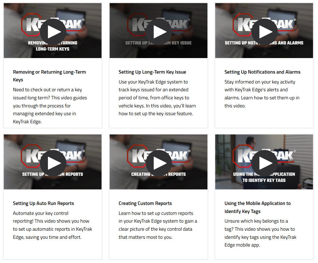 Screenshot of KeyTrak video tutorials