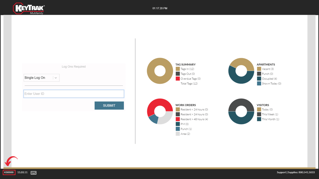 Login screen with customer number