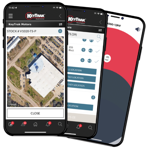 Mobile app screenshots shown on fanned-out smartphones