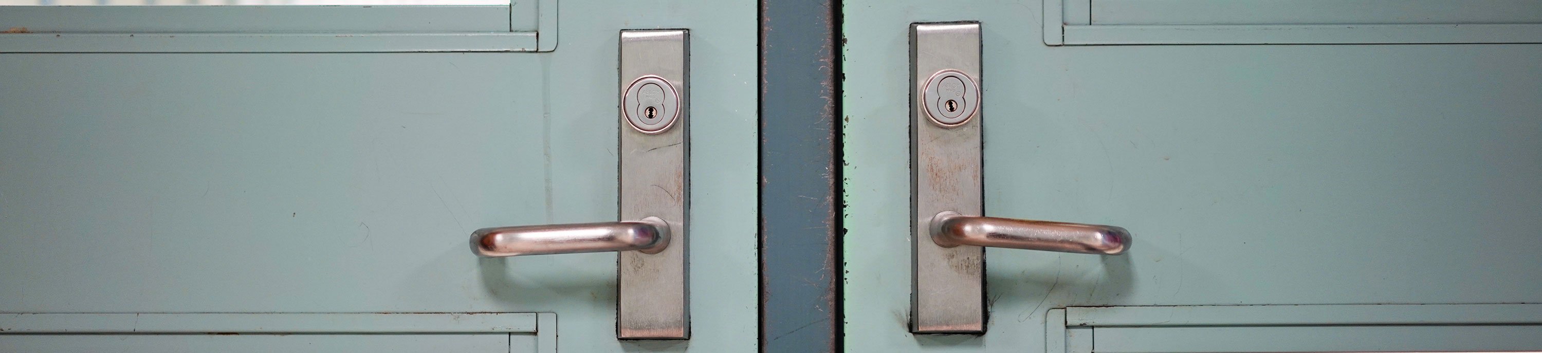 Locked doors at a high school
